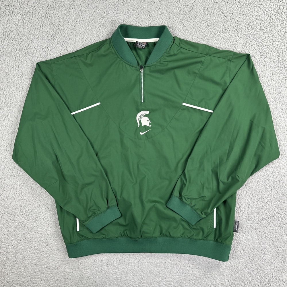 VTG 90's Nike Team Michigan State Windbreaker Men Medium Green Center Swoosh